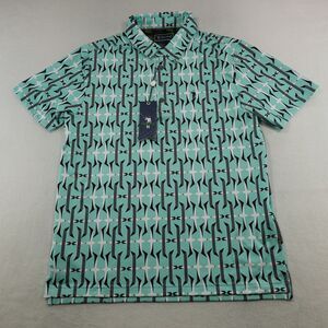 William Murray Polo Mens Medium Green Short Sleeve Golf Crash Landing AOP Shirt